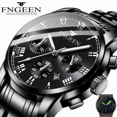 New Luxury Watches Men Fashion Stainless Steel Calendar Multi Needle Sports Wristwatches Reloj Quartz Relogio Masculino Watch