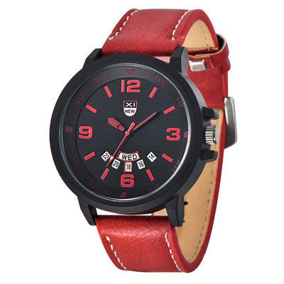 XINEW Top Brand Watch Fashion 2018 New Men's Leather Band Watches Military Sport Date WristWatches montre relogio masculino Saat